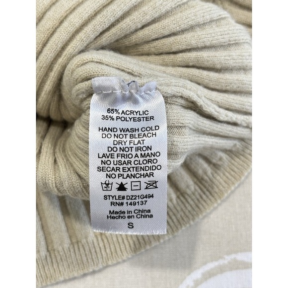 Altar'd State Beige Women's Ribbed Knit Long Sleeve Square Neck Cropped Top S - Picture 4 of 8